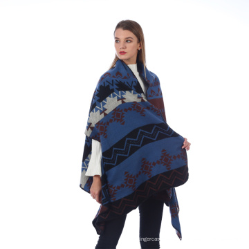 Neuer europäischer und amerikanischer Art und Weise geometrischer Farbe angenehmes Temperament warmer Poncho-Schal-Schal